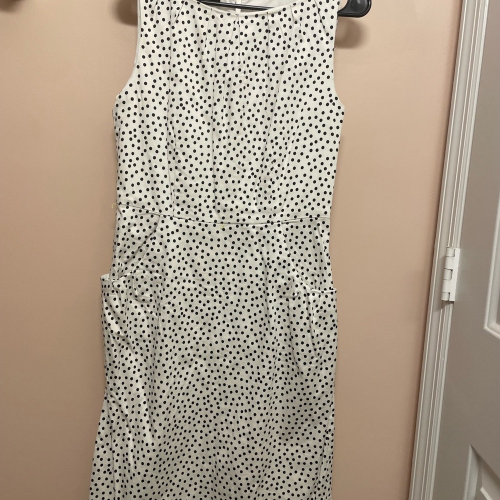 Nine West Black and White Polka Dot Midi Dress